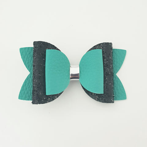 Jade Green and Black "Lux Maria" Style Bow