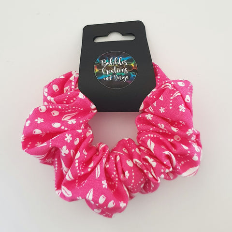 Hot Pink and White Pattern - Scrunchie