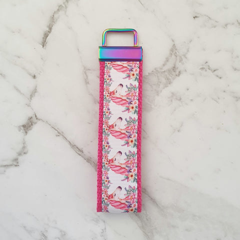 Unicorn and Flowers - Small Key Fob