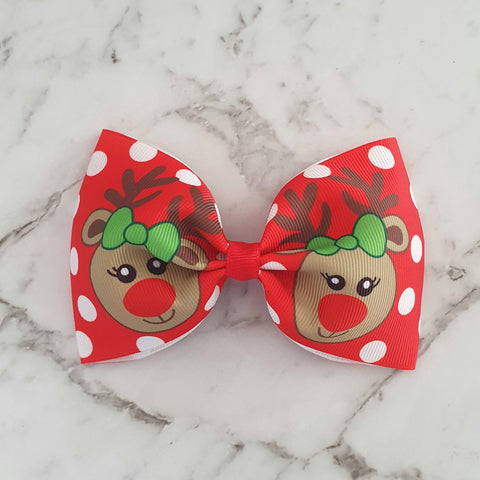 Red Reindeers "Tux" Style Bow
