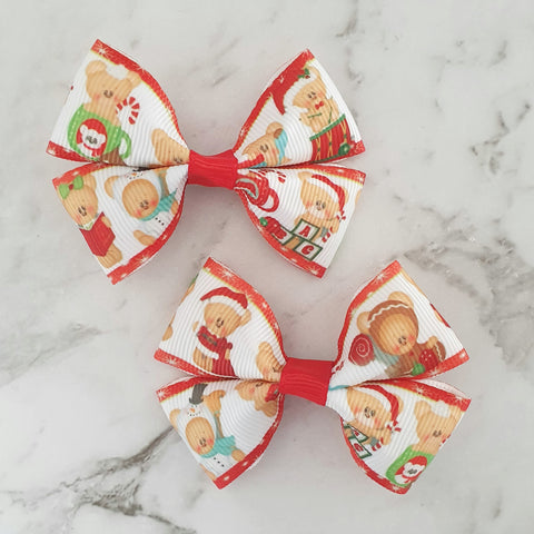 Christmas Teddy's RIBBON HAIR CLIPS