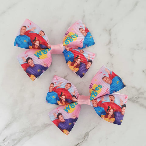 Wiggles in Pink RIBBON HAIR CLIPS