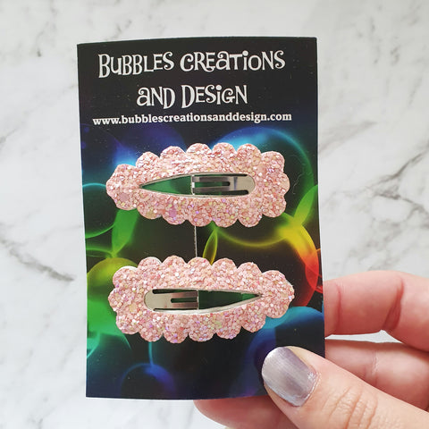 Scalloped Snap Clips - Light Pink