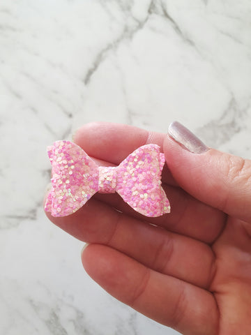 Bright Pink Glitter "EVIE" Style Bow