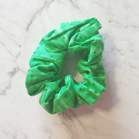 Green with spots - Scrunchie