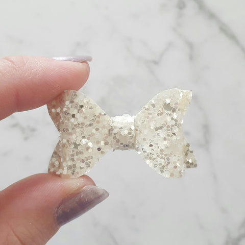 White and Silver Glitter "EVIE" Style Bow