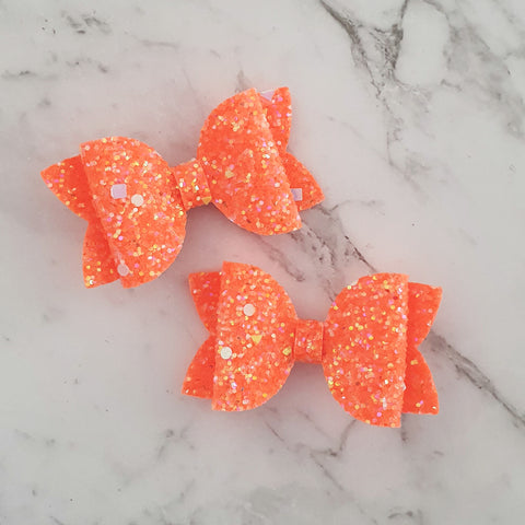 Orange Glitter - Mini Maria Bows
