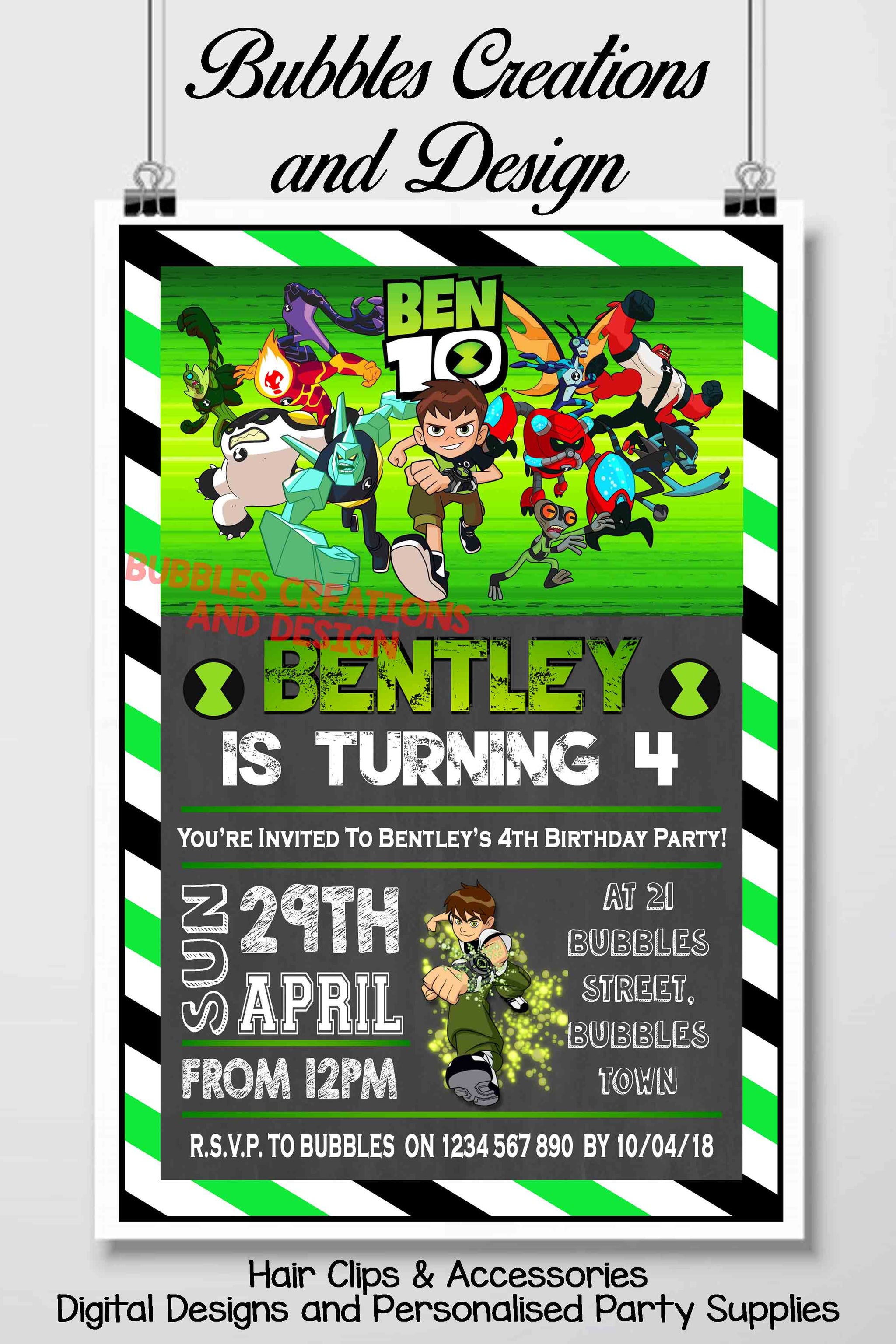 Ben 10 Invitation Design – Bubbles Creations and Design, image size:2048x3072