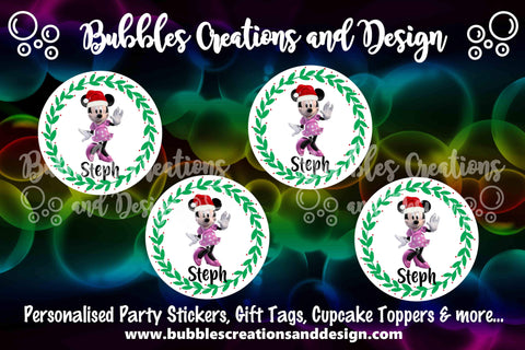 Personalised Christmas Stickers - Minnie Mouse