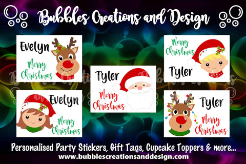 Personalised Christmas Stickers - Santa, Rudolph's & Children